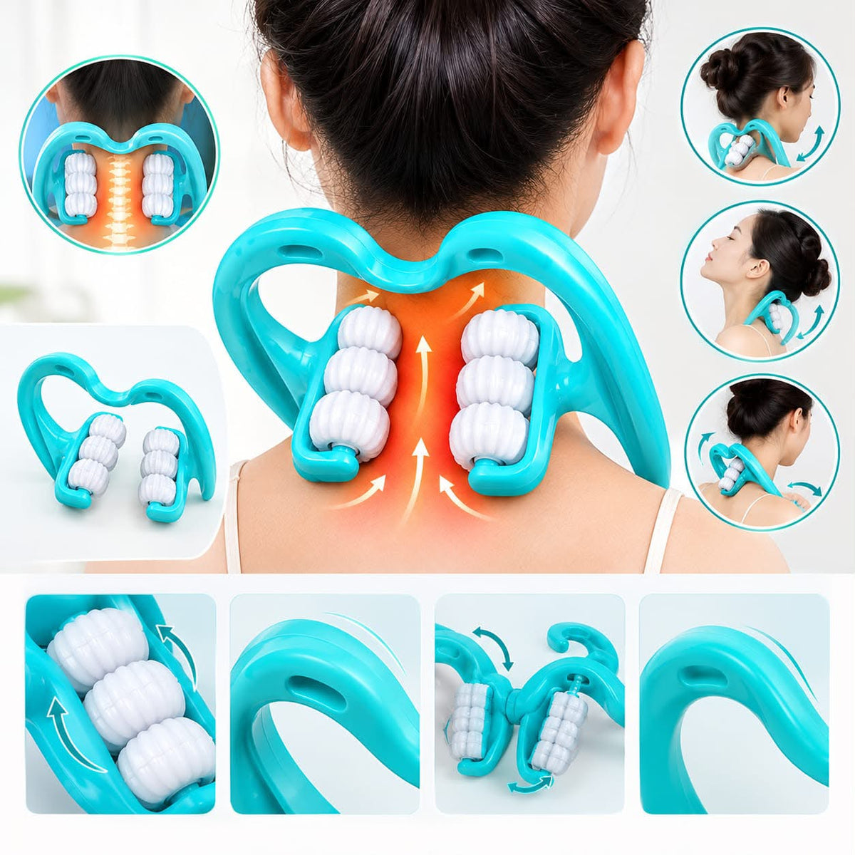 Experience Ultimate Comfort with the 6-Wheel Neck Relaxation Massager