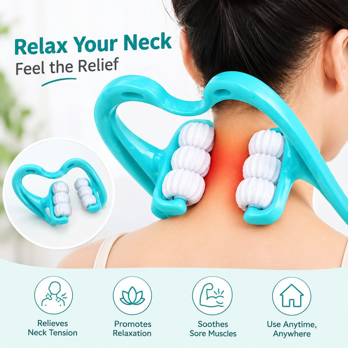 Experience Ultimate Comfort with the 6-Wheel Neck Relaxation Massager