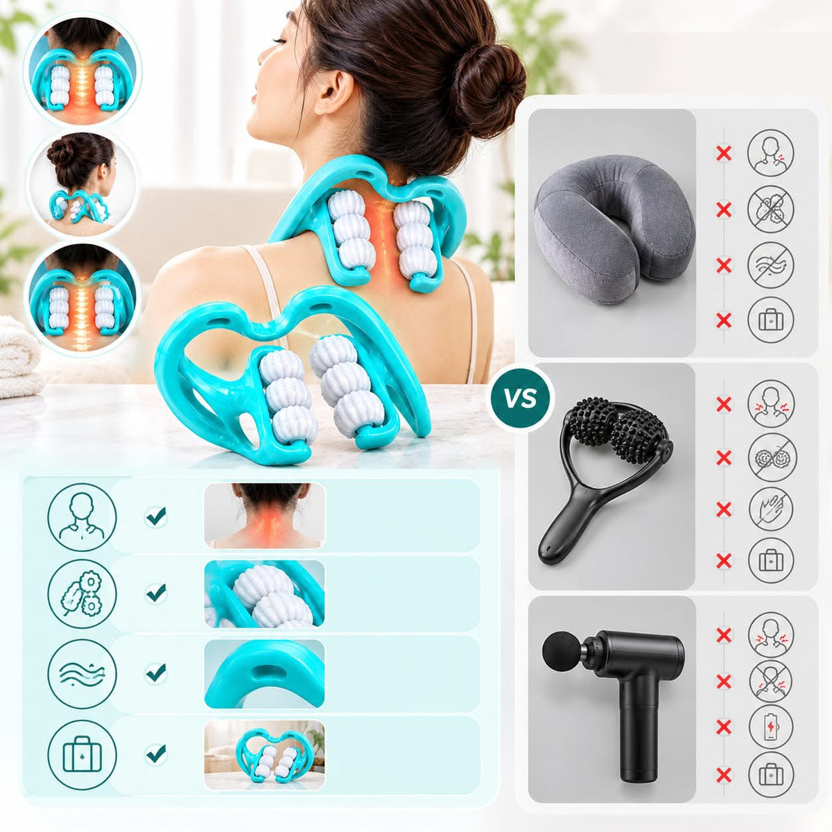 Experience Ultimate Comfort with the 6-Wheel Neck Relaxation Massager